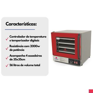 Forno Elétrico Turbo Digital Fast Oven Vermelho PRP-004 Plus Progás Voltagem:127V;Cor:Vermelho