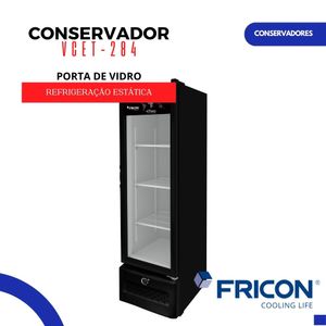 Conservador Vertical VCET 284 2V002 Preto Porta de Vidro 220V - Fricon